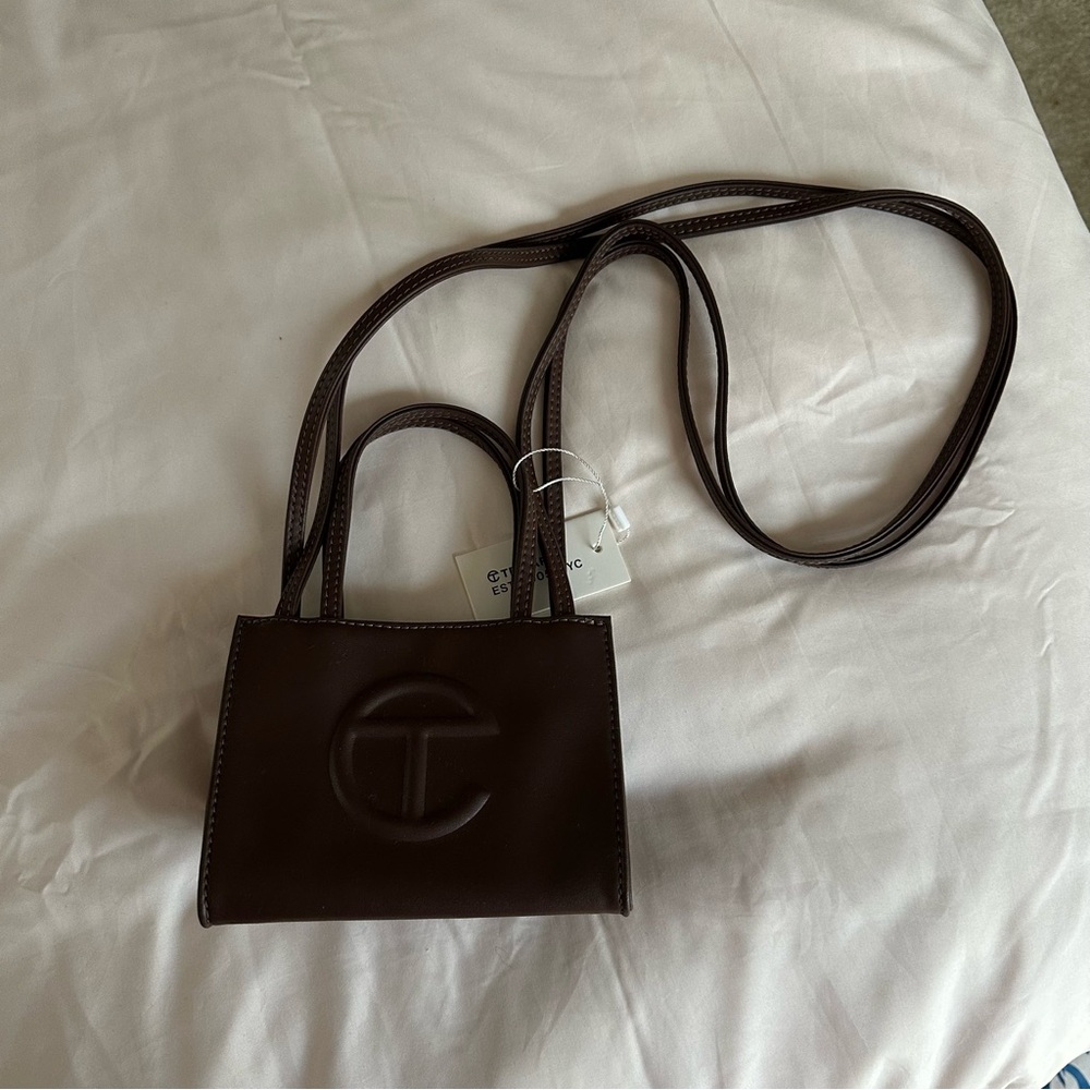 NEW WITH TAGS MINI TELFAR IN BROWN